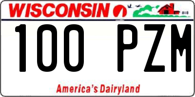 WI license plate 100PZM