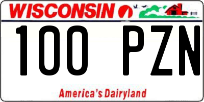 WI license plate 100PZN