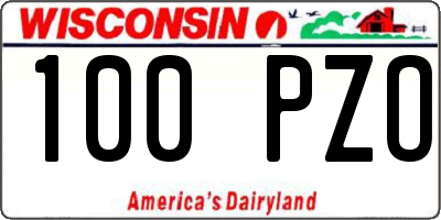WI license plate 100PZO