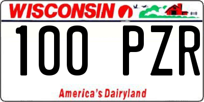 WI license plate 100PZR