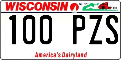 WI license plate 100PZS
