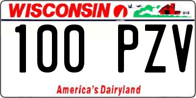 WI license plate 100PZV