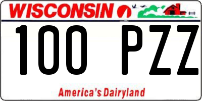 WI license plate 100PZZ