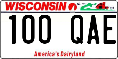 WI license plate 100QAE