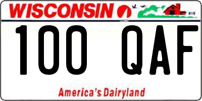 WI license plate 100QAF