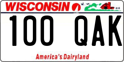WI license plate 100QAK
