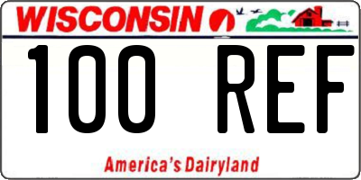 WI license plate 100REF