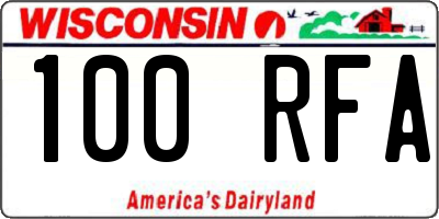 WI license plate 100RFA