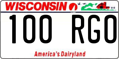 WI license plate 100RGO