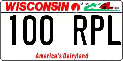 WI license plate 100RPL