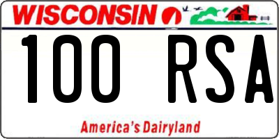 WI license plate 100RSA