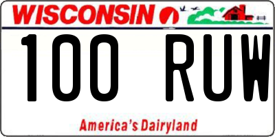 WI license plate 100RUW