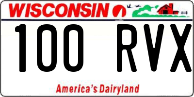 WI license plate 100RVX