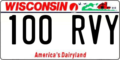 WI license plate 100RVY