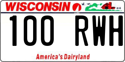 WI license plate 100RWH