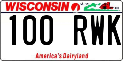 WI license plate 100RWK