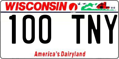 WI license plate 100TNY