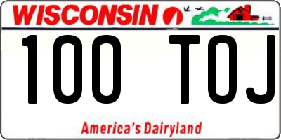 WI license plate 100TOJ