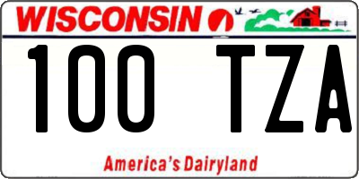 WI license plate 100TZA