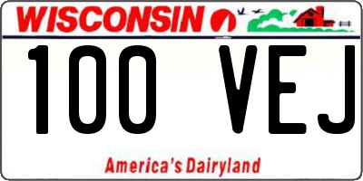 WI license plate 100VEJ