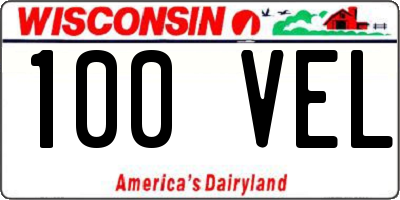 WI license plate 100VEL