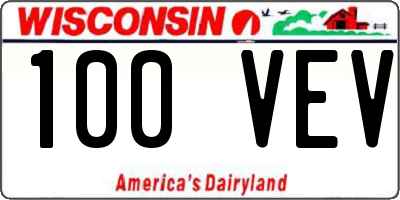 WI license plate 100VEV