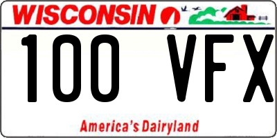 WI license plate 100VFX