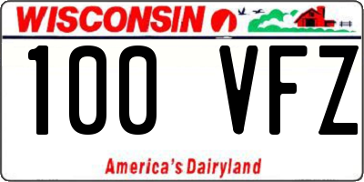 WI license plate 100VFZ