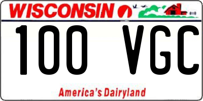 WI license plate 100VGC