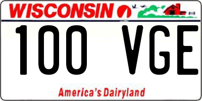 WI license plate 100VGE
