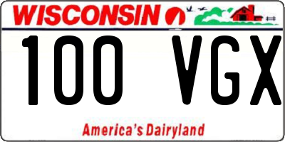 WI license plate 100VGX