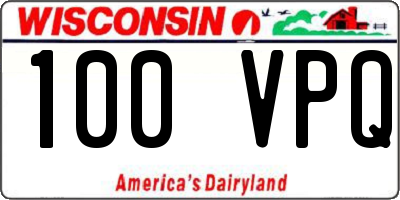 WI license plate 100VPQ