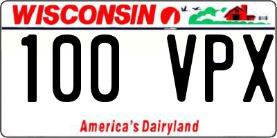 WI license plate 100VPX