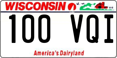 WI license plate 100VQI