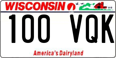 WI license plate 100VQK