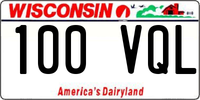 WI license plate 100VQL