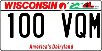 WI license plate 100VQM