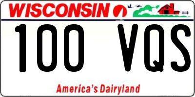 WI license plate 100VQS