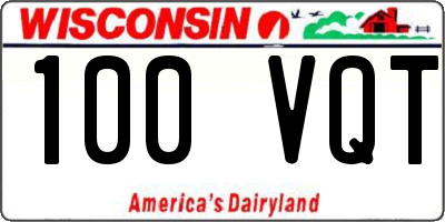 WI license plate 100VQT