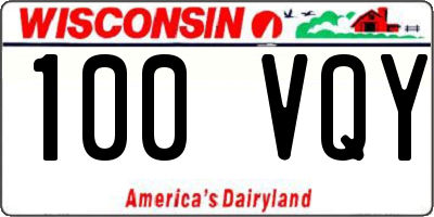 WI license plate 100VQY
