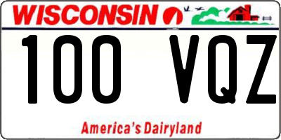 WI license plate 100VQZ
