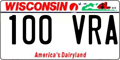 WI license plate 100VRA