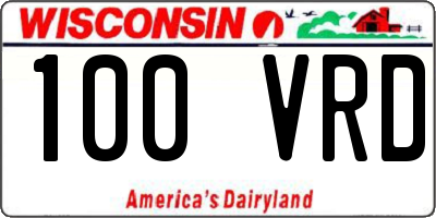 WI license plate 100VRD