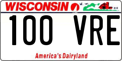 WI license plate 100VRE