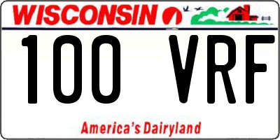 WI license plate 100VRF
