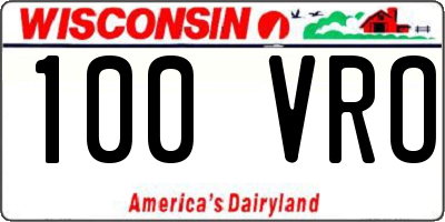 WI license plate 100VRO