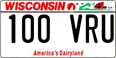 WI license plate 100VRU