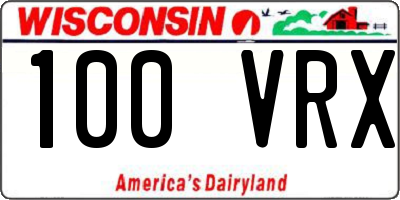 WI license plate 100VRX