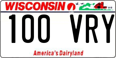 WI license plate 100VRY