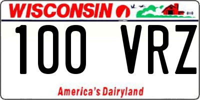 WI license plate 100VRZ